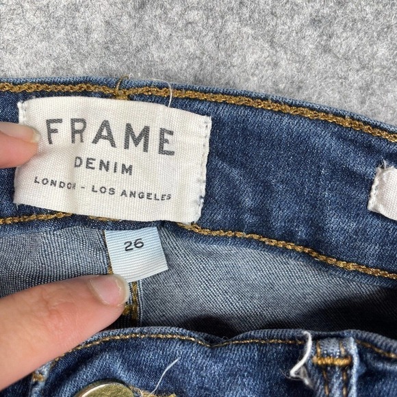 FRAME Denim Le High Skinny 26 Jeans Women's Blue Step Hem Stretch Medium - Picture 8 of 10